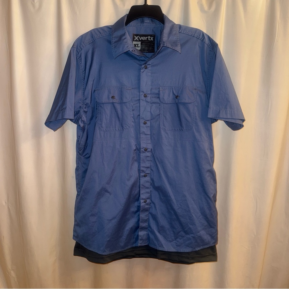Vertx Men's Short-Sleeve Button-Down Conceal and Carry Shirt - Blue